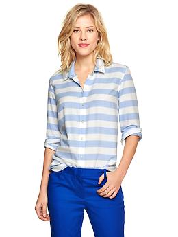 Fitted boyfriend oxford shirt - blue & white stripe